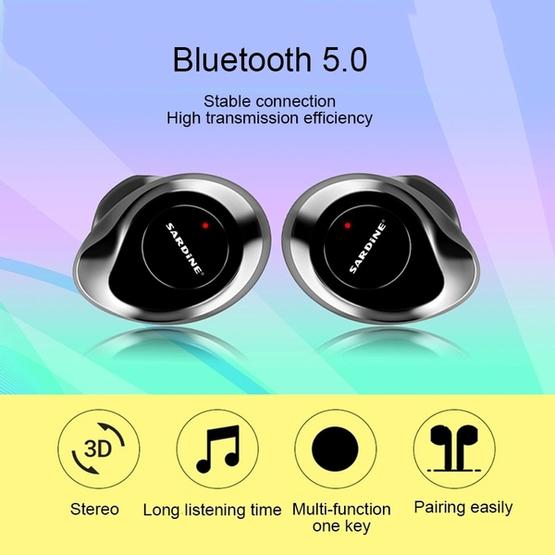 SARDiNE F8 TWS Bluetooth V5.0 Wireless Stereo Earphones with Charging Box Grey