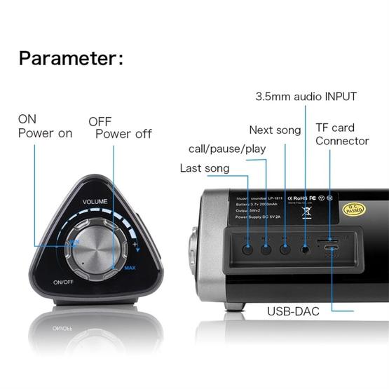 LP1811 Portable Bluetooth 5.0 Desktop Real Bass Bluetooth Speakers