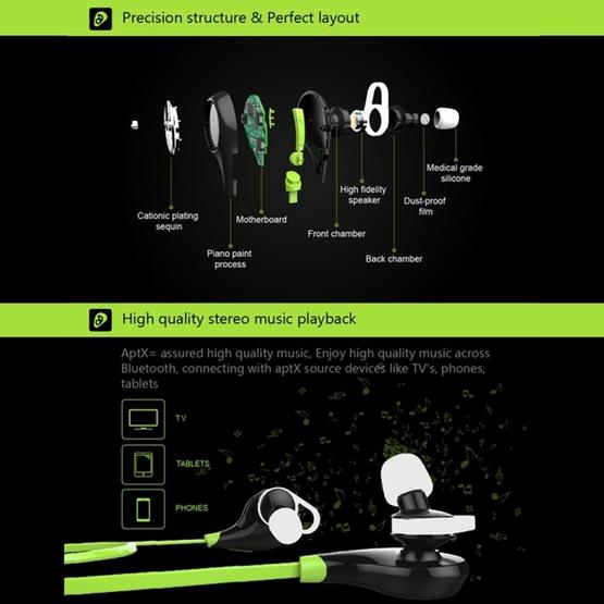 Universe IPX4 Waterproof Sports Wireless Bluetooth V4.1 Earphone Stereo Black+Green