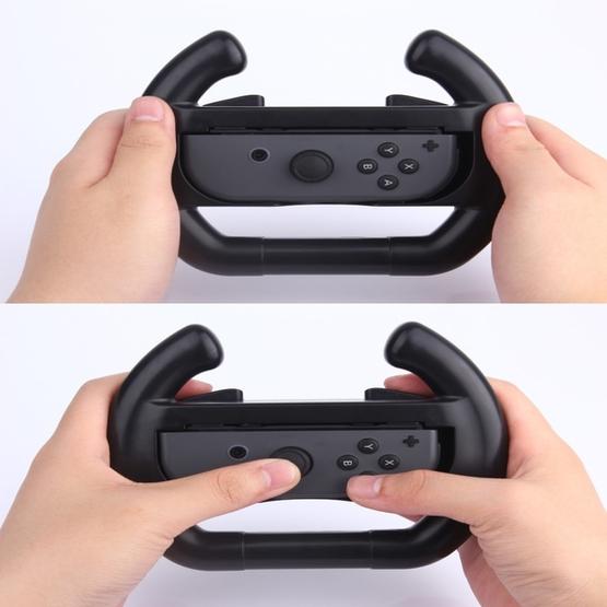 For Nintendo Switch Joy-Con Controller (Not Included) Semicircle Gaming Steering Wheel(Black)