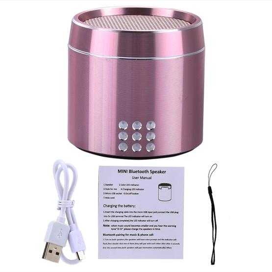 Portable True Wireless Stereo Mini Bluetooth Speaker with LED Indicator & Sling (Pink)