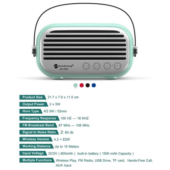 NewRixing NR-3000 Stylish Household Bluetooth Speaker(Green)
