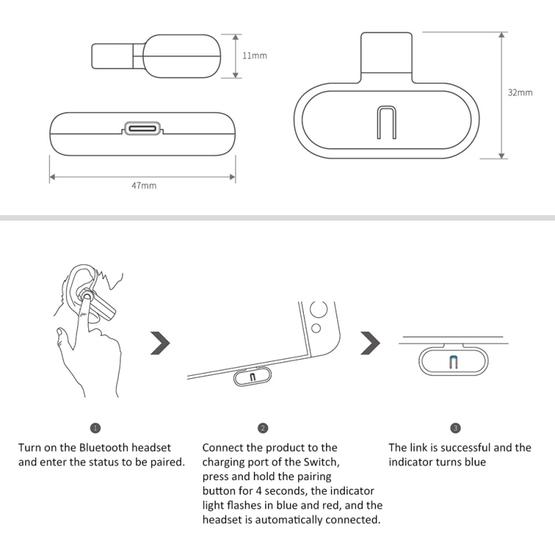 GuliKit GB1 Bluetooth Wireless Headset Receiver Adapter Audio Transmitter for NS Switch