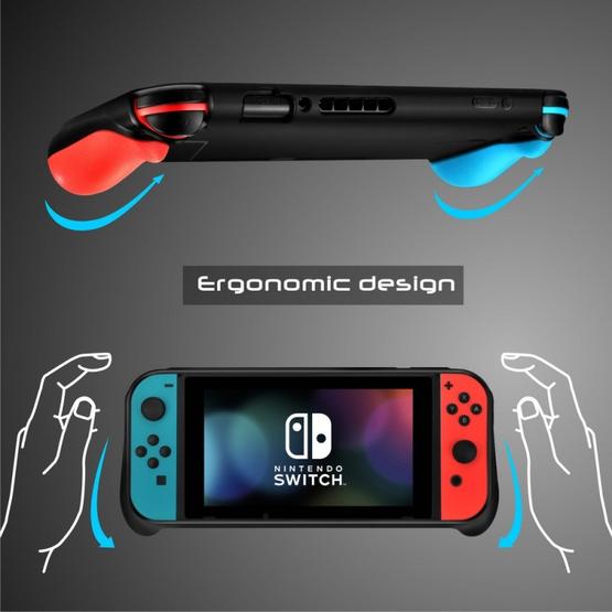 TPU Shell Handle Grip with Game Card Slot Anti-Shock Cover Silicone Case for Nintendo Switch, with Logo