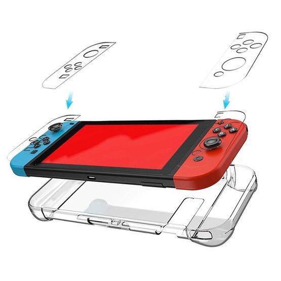 Hard PC Protection Cover for Nintendo Switch NS Case Detachable Crystal Plastic Shell Console Controller Accessories(Blue)