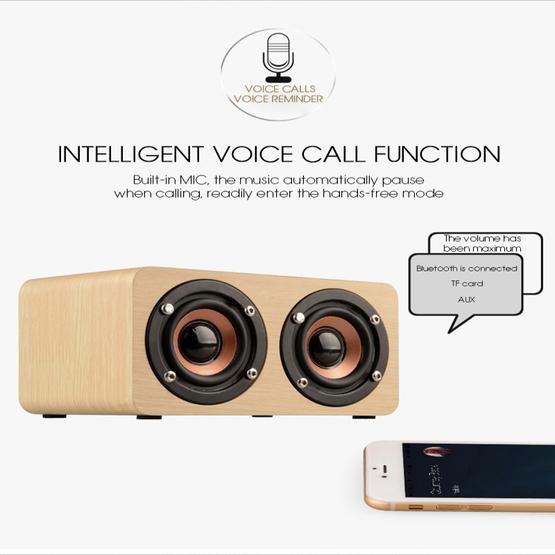 W5 Portable HiFi Shock Bass Wooden Bluetooth Speaker(Dark Brown)