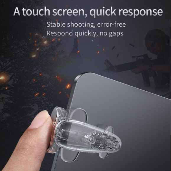 Baseus Airplane Shape Tablet Eat Chicken Game Keys Point Contact Button Handle(Transparent)