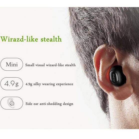 QCY Q26 IPX2 Level Waterproof Super Mini In-ear Universal Wireless Bluetooth 4.1 Earphone Black