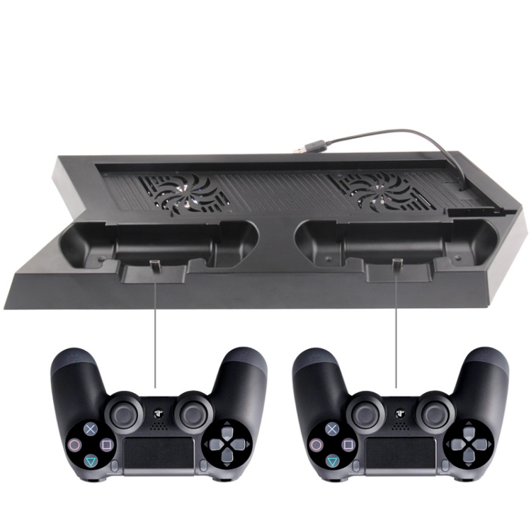 Charging Stand USB Dual Cooling Fan Controller Stand Holder Cooler for PS4 Console Cooler(Black)