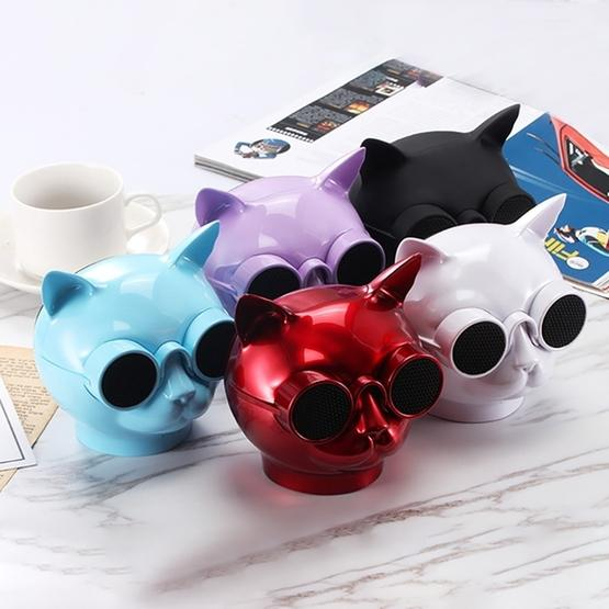 Mini Cat Shape Stereo Wireless Bluetooth Speaker (Black)