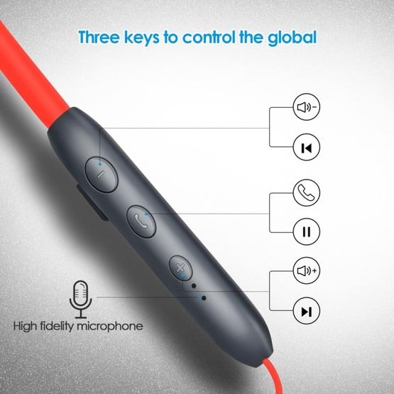 BH-I37 Bluetooth 5.0 Wire-controlled Bluetooth Earphone (Red)