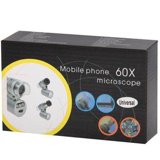 60X Zoom Digital Mobile Phone Microscope Magnifier with LED Light & Clip