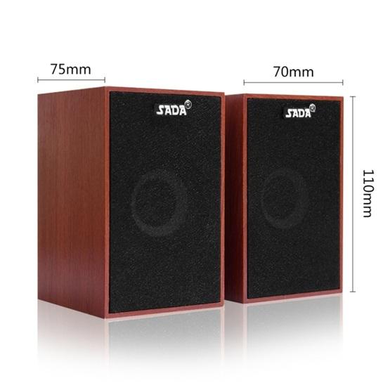 SADA USB Mini Wooden Super Bass Wired Speakers