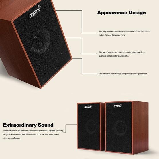 Etoren.com | SADA USB Mini Wooden Super Bass Wired Speakers