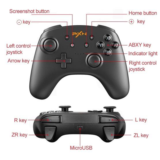 PXN PXN-V9607 Wireless Bluetooth Game Handle Controller with Somatosensory Vibration for Nintendo Switch / PC