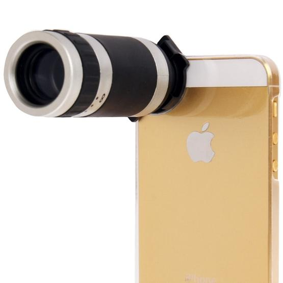 6X Zoom Lens Mobile Phone Telescope + Crystal Case for iPhone 5 & 5S(Black)