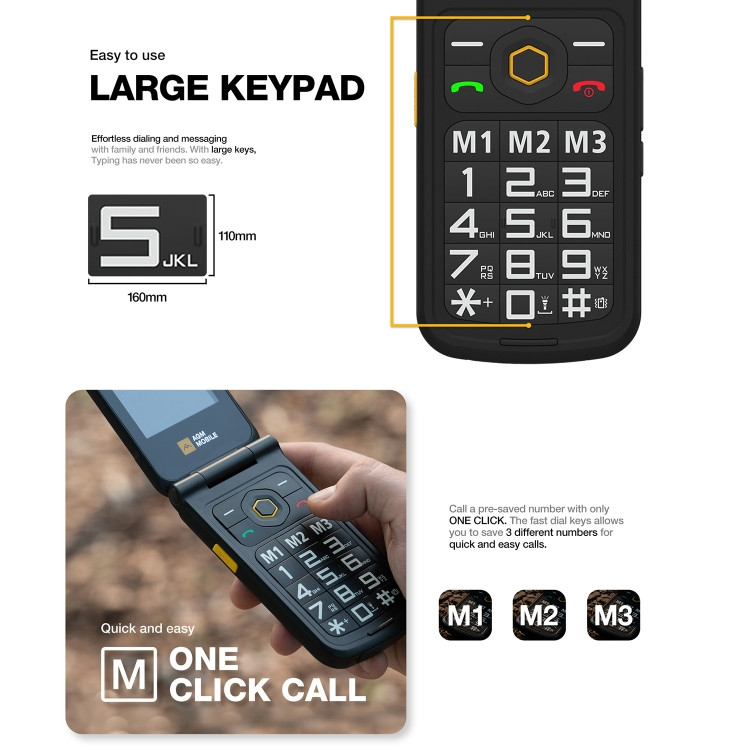 (Unlocked) AGM M8 Flip Rugged Phone Dual Sim 128MB