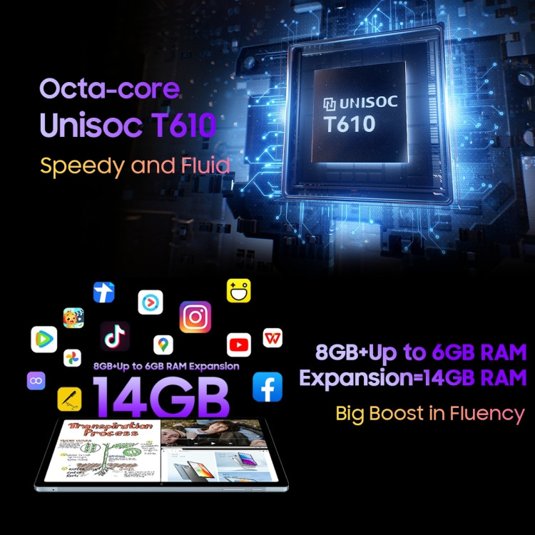 Blackview Tab 15 10.5-Inch 8280mAh 8+128GB Unisoc T610 Octa Core 13MP  Camera 4G Android Tablet PC